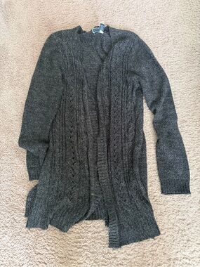 Scott Dark Charcoal Cable Knit Open-Front Cardigan